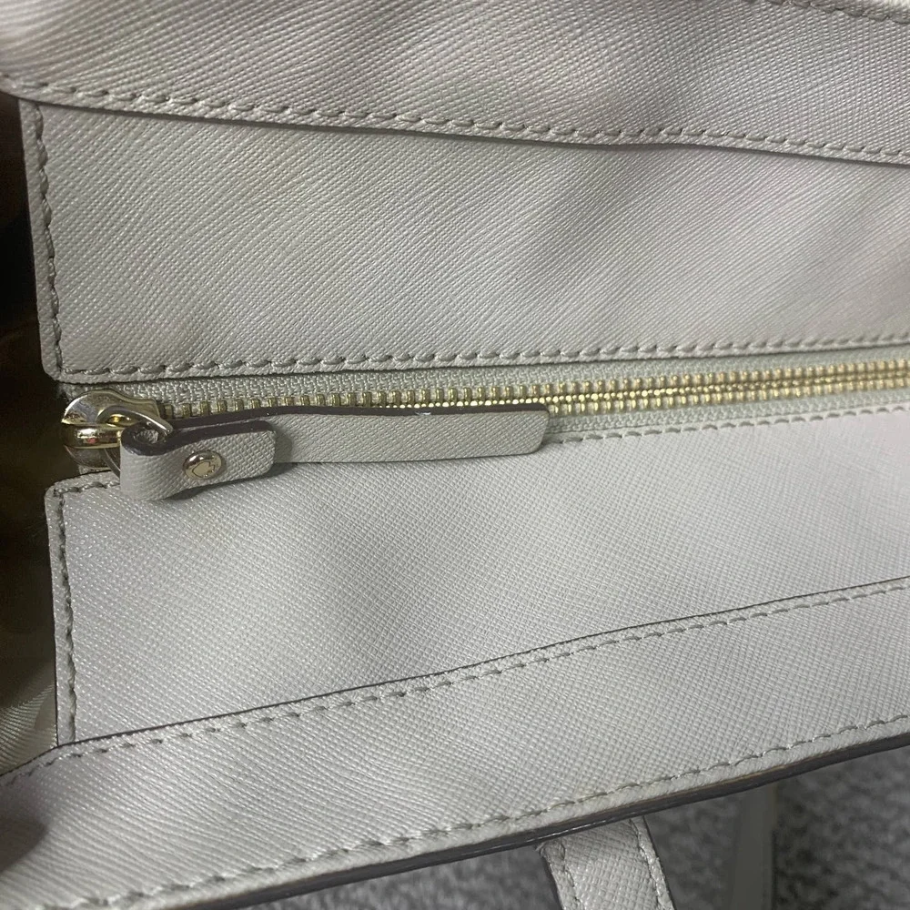 Kate Spade Womens Tote Bag Gray Cow Leather Harmony‎ Lined Shoulder Pockets